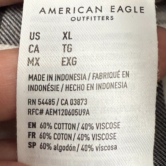 Women's AMERICAN EAGLE Oversized Thin Flannel Shirt Snap Down | Size XL - Picture 7 of 8